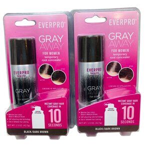 2 Everpro Gray Away Root Concealer Spray For Women Black/Dark Brown 1.5 Oz each
